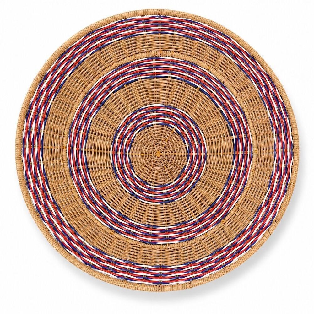 Terrain Americana Rattan Serving Basket Tray Lake House Coastal Handmade, NWT